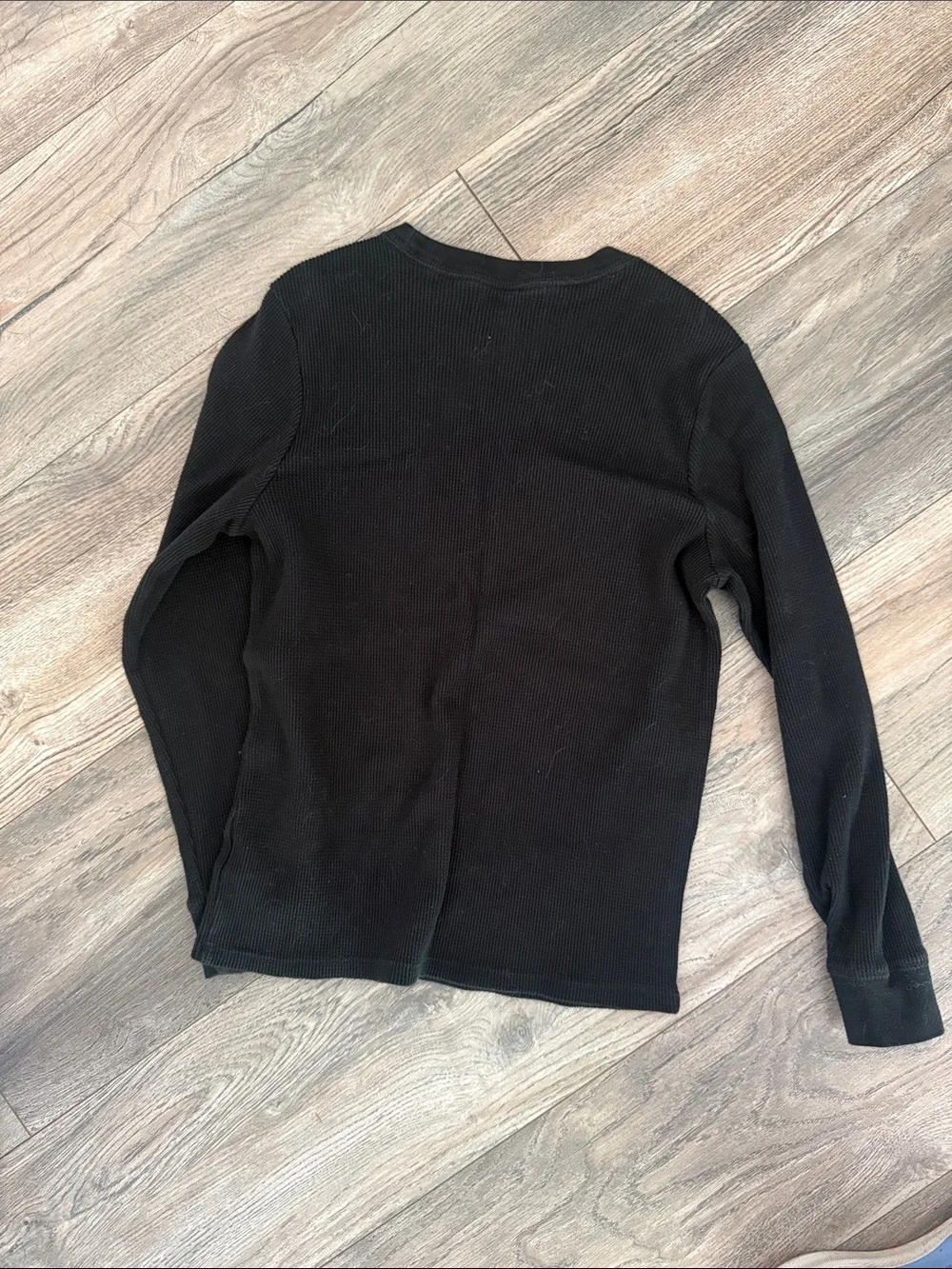 Cat & Jack Black Waffle Thermal Long Sleeve Shirt